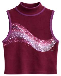 Débardeur côtelé bordeaux personnalisé pour femme avec motif vague en strass, sans manches, décontracté, mode estivale, fabricant sur mesure - Product Image 1