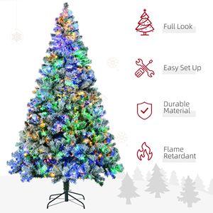 "210cm Artificial Snow Christmas <b>Tree</b> with Warm LED <b>Lights</b> & Steel Base for Festive Home Decor" - Product Image 5