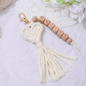 <b>Personalized</b> Colorful Heart Shape Macrame <b>Keychain</b> Suitable For Couples Friends Gifting And And Stylish Daily Use Accessory - Product Image 4