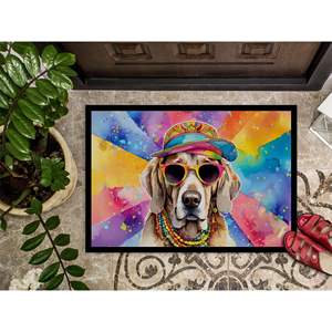Weimaraner Hippie Dawg <b>Doormat</b> Non Slip Washable Low Pile 24H X 36W Indoor Outdoor Entryway Rug for Front Door Mat - Product Image 3