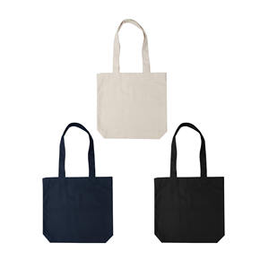 Natural Plain Recycled Cotton Shopping <b>Tote</b> Bag with Bottom Gusset | Eco Friendly Reusable Grocery Carry Bag | Custom Logo Bag - Product Image 5