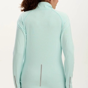 <b>Women</b> Full Sleeve Stand Collar Yoga <b>Jacket</b> Solid Color Breathable Activewear Top with Zipper <b>Fly</b> With Side pockets - Product Image 2