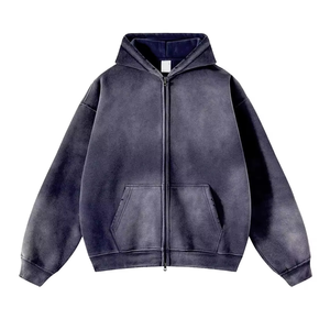 Sweat-shirt à capuche oversize pour homme 100% coton French Terry couleur unie avec poche, style décontracté tricoté lavé pour l'automne - Product Image 6