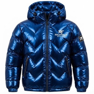 Unisex <b>White</b> Hooded Puffer Jacket Breathable PU Fabric Polyester/Cotton Windproof Standard <b>Winter</b> <b>Coat</b> Regular Fit Zipper - Product Image 5