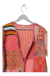 Nueva llegada indio hecho a mano estilo bohemio chaqueta acolchada algodón Floral Patchwork abrigo largo para Otoño Invierno tejido diseño Floral - Product Image 2