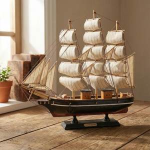 Barco Náutico de Madera, Navegador Costero Coleccionable para Decoraciones con Temática Oceánica, Exhibiciones de Interiores Marinos y Atractivo Náutico - Product Image 5
