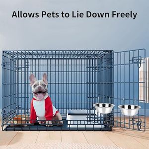 2 ciotole per acqua per cuccioli in acciaio inossidabile, da appendere, per canile, ciotole e mangiatoie per animali domestici - Product Image 2