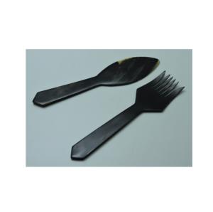 Juego de 2 servidores de ensalada de cuerno con un hermoso diseño, hechos a mano con cuerno natural de búfalo, a buen precio. - Product Image 2