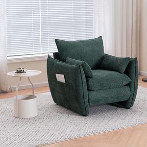 Sedia monoposto moderna verde con Design ad angolo acuto mobili eleganti per soggiorno Versatile per vari spazi - Product Image 2