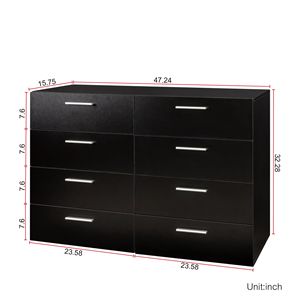 Cassettiera a 8 cassetti in rovere, mobile contenitore doppio per camera da letto, soggiorno, ingresso, moderno, autoportante, allungabile, nero - Product Image 2