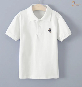 Polo tricoté décontracté à manches courtes pour enfants, en coton uni, pour garçons et filles - Product Image 6