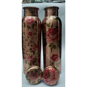 Botella de Agua de Cobre Puro de 1000 ml con Estampado de Mosaico, Beneficios para la Salud Ayurvédica, a Prueba de Fugas, para Deportes, Yoga, Gimnasio, Botella de Lujo para Bebidas - Product Image 3