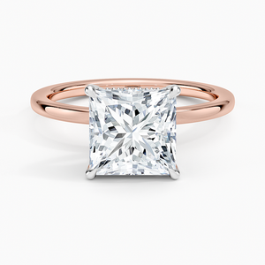 Anillo de Compromiso de Moissanita con Corte Princesa de 2 Quilates, Anillo de Novia Solitario de Dos Tonos - Product Image 3