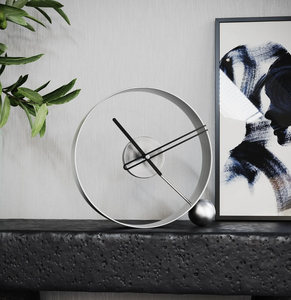 Traditional Aluminum <b>Desk</b> <b>Clock</b> with Needle Display Open Frame Design Elegant Ball Accent for Home Office Living Room Decor - Product Image 5