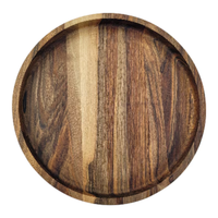 Plateau de service rond en bois de noyer massif, fait main, plat en noyer naturel, décoration de table rustique