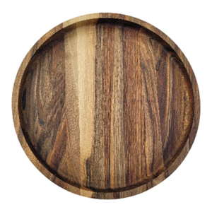 Plateau de service rond en bois de noyer massif, fait main, plat en noyer naturel, décoration de table rustique - Product Image 4