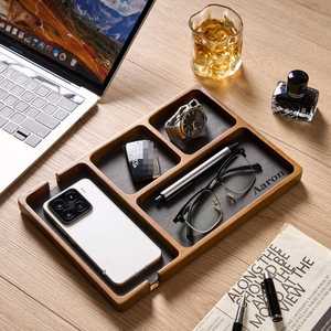 Organizador de Escritorio Moderno Hecho a Mano de Madera, Forma Rectangular, Minimalista, Bandeja de Almacenamiento de un Solo Nivel para Uso en Oficina, Montaje en Superficie de Mesa - Product Image 5