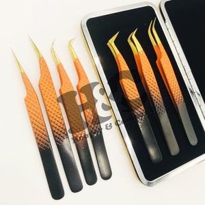 Hooper Company แหนบถอนขนตามืออาชีพคีมหนีบสีดำขนมิงค์สีส้มสีส้มสีทองปลายหยักสเตนเลสสตีลแบบยั่งยืน - Product Image 3