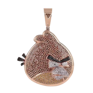 Pendentif Lettre Oiseau Rouge Personnalisé Hip Hop Baguette, Bijoux Fins, Pendentifs & Breloques, Collier Prénom Plaqué Or 18K Unisexe - Product Image 2