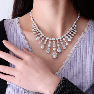 เครื่องประดับงานแต่งงานวินเทจสุดหรู สร้อยคอเพชรทรงหยดน้ำเคลือบทอง 14K เพชรเพาะเลี้ยงในห้องปฏิบัติการ พร้อมจี้และชาร์มที่ปรับแต่งได้ - Product Image 1