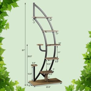 6 Tier 9 Potted Metal Plant Stand Holder Display <b>Shelf</b> with <b>Hook</b> Premium Quality for Garden or Home Decor - Product Image 3