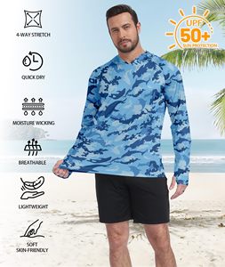 เสื้อตกปลาโพลีเอสเตอร์ระบายอากาศได้ดีสำหรับผู้ชาย พร้อมฮู้ดและหน้ากากกันแดด UPF 50+ - Product Image 4