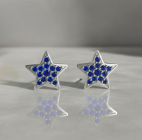 Pendientes de Oro de 14 Quilates con Zafiro Azul Natural en Forma de Estrella