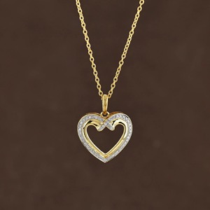 Collar con Colgante de Corazón Abierto con Diamantes Naturales, Diseño Elegante, Joyería Romántica Minimalista en Oro de 10K, 14K, 18K o Plata 925 para Mujer - Product Image 1