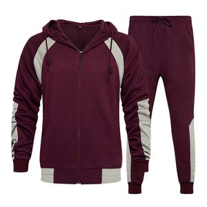 Mens Block Tracksuit Two Piece Set Full <b>Zip</b> <b>Hooded</b> Sweatshirt Jogger Pants Breathable Quick Dry Lightweight Fleece Sportswear - Product Image 1