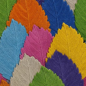 Alfombra de Hojas Coloridas Hecha a Mano, Alfombra de Lana Multicolor, Diseño Botánico Moderno, Venta al Por Mayor Personalizada - Product Image 3