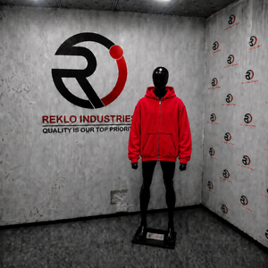 Oversized <b>Red</b> Zip Up <b>Hoodie</b> <b>Men</b> Streetwear Full Zipper Hooded Sweatshirt Drop Shoulder Black Contrast Stitching Casual Wear Fits - Product Image 3