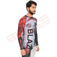 Vente en gros de t-shirts pour hommes à manches longues, imprimés sur mesure, avec logo sublimé, protection solaire, équipement MMA, 100% coton