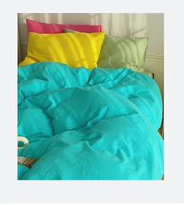 Juego de Edredón de 4 Piezas con Rayas Azules y Amarillas, Ropa de Cama de Algodón Suave, Funda de Edredón y Fundas de Almohada para el Hogar - Product Image 4