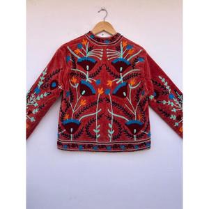 Handmade Velvet Suzani Embroidered Knitted Breathable Floral Bohemian Autumn Cotton <b>Jacket</b> Ethnic Gift for Her - Product Image 4