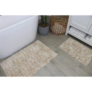 Tapis de bain antidérapant à motif uni, lavable, en chenille douce, tapis de salle de bain antidérapant en chenille à poils longs - Product Image 2