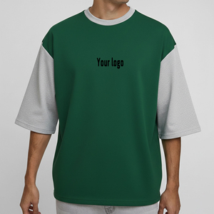 High Quality Custom Made Crew Neck Color Block Hip Hop Loose Fit Gym Wear T-Shirt Man Plus Size Streetwear 100% Cotton - Product Image 2