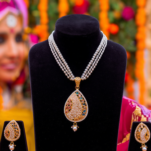 Ensemble de collier Heritage 10575578DP avec pierre Pota et perle d'eau douce, plaqué or, bijoux fins pour les festivals, cadeaux de mariage - Product Image 3