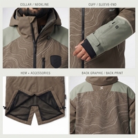 Jaket Ski Freeride Ripstop 3 Lapis Khusus 3L, Tahan Air, Bernapas, Berat, dengan Lapisan Luar Cordura 25K untuk Snowboard Pria Musim Dingin Salju