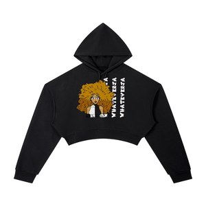 Sudadera con capucha corta negra para mujer con estampado de dibujos animados y diseño de letras, sudadera informal de manga larga para otoño - Product Image 3