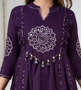 <b>Women</b>’s Purple Anarkali <b>Kurta</b> Set with Dupatta Embroidered Ethnic Wear for Festive Wedding Party and Traditional Occasions - Product Image 4