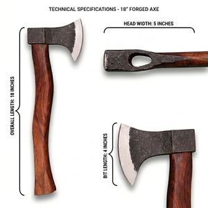 Hache de camping forgée à la main en acier au carbone, hache barbue avec manche en bois, hache de bûcheron viking avec étui en cuir, outil de survie en plein air - Product Image 2