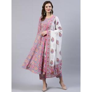 ROPA FORMAL ALGODÓN IMPRESIÓN DIGITAL TRABAJO KURTI BOTOM CON DUPATTA PINK Punjabi - Product Image 1