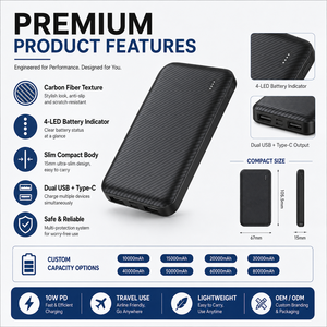 ผู้ผลิตขายส่ง พาวเวอร์แบงค์ขนาดเล็ก 5000mah พกพาสะดวก ชาร์จเร็ว 50000mah แบตเตอรี่ลิเธียม 21700 แบบกำหนดเองขายส่ง 5000 mAh - Product Image 4