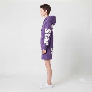 Conjunto de Sudadera con Capucha y Pantalones Cortos de Forro Polar para Hombre, Conjunto de Sudadera con Capucha y Pantalones Cortos de Algodón 100% con Hombros Caídos y Cintura Elástica con Cierre Frontal para Mujer - Product Image 3