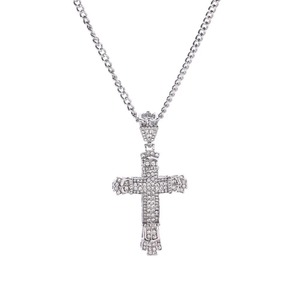 Collier pendentif croix Hip Hop pour homme, plaqué or et argent, serti de pierres, avec chaîne tennis, idéal comme cadeau, disponible au meilleur prix - Product Image 4