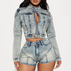 Ensemble short en jean streetwear d'été pour la plage et l'extérieur, qualité supérieure, sur mesure, pour femme - Product Image 1