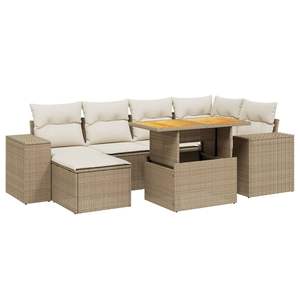 Conjunto de Sofá de Jardín de Ratán Sintético Beige con Patas Ajustables Grandes - Product Image 2