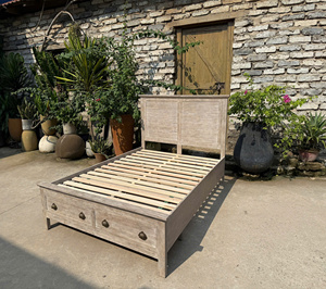 Commode rustique antique en bois massif 5 tiroirs Song Kon Queen Size pour chambre à coucher - Product Image 1