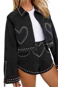 Chaqueta vaquera vintage para mujer, desgastada, con manchas, rasgada, con dobladillo deshilachado y agujeros, estilo crop - Product Image 5