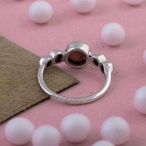 Anillo de Plata de Ley 925 con Rodocrosita y Granate Naturales, Hecho a Mano, con Piedras Preciosas, Joyería al por Mayor - Product Image 3